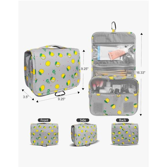 Hanging Toiletry Bag- Lemon Print - Picture 4 of 13